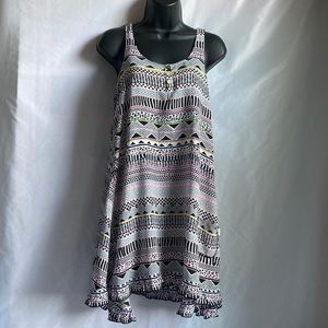 Kensie Geometric Print Ruffled Hem Dress Size Small